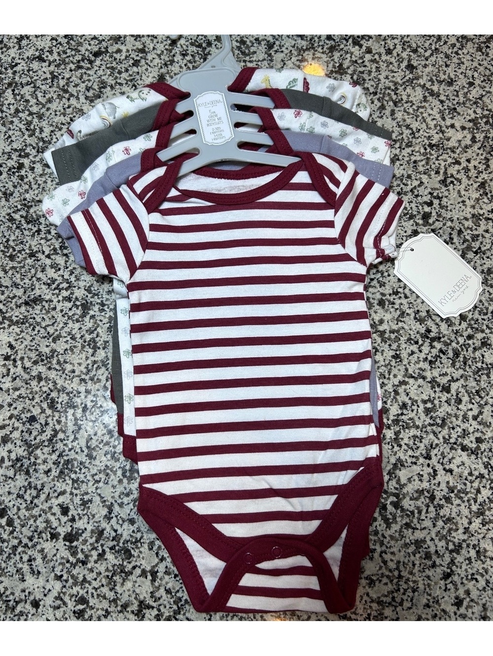 Kyle & Deena 5-Pack Grow With Me Baby Bodysuits 0-6 Months